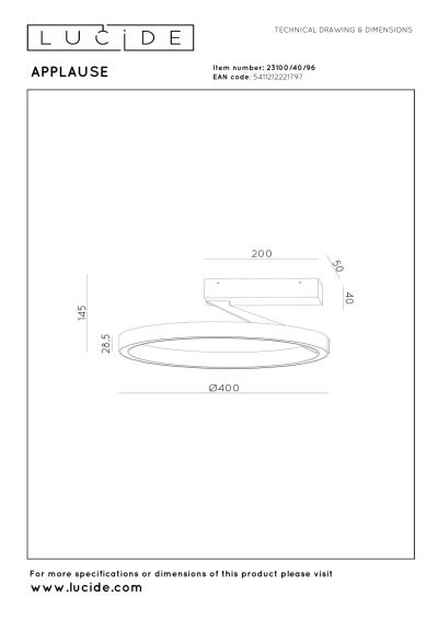 Lucide APPLAUSE - Flush ceiling light - Ø 40 cm - LED Dim. - CCT - 1x26W 2200K/4000K - Coffee - Premium